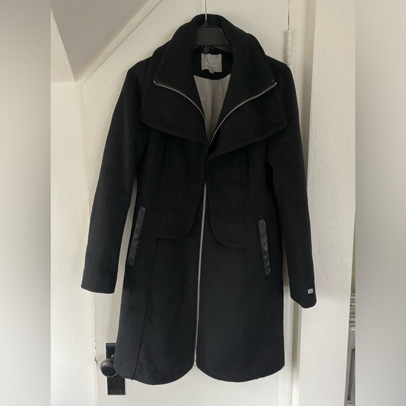 Soia & Kyo Black Coat with Zip Front & Double Collar Women’s Medium - Picture 1 of 8